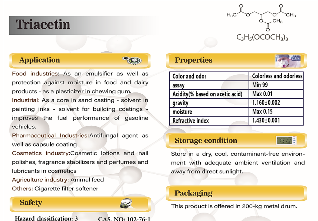 datasheets of triacetin