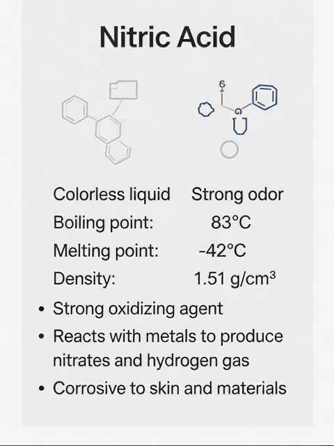 خواص شیمیایی و فیزیکی اسید نیتریک