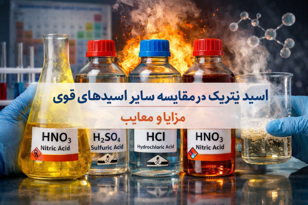 اسید نیتریک در مقایسه با اسیدهای قوی