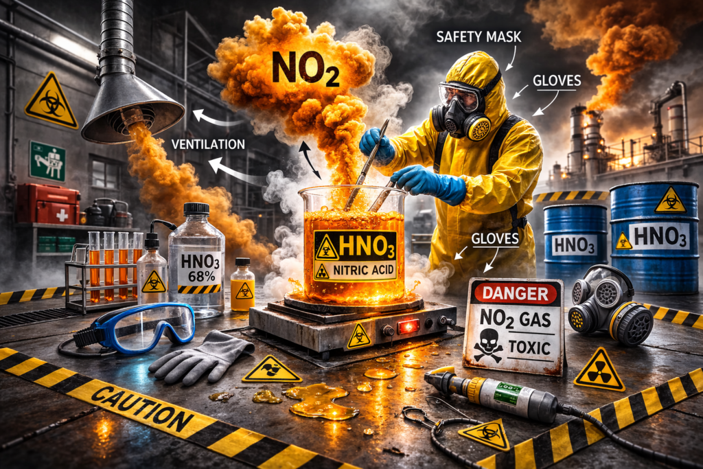 خطرات گاز NO2 در استفاده از اسید نیتریک
