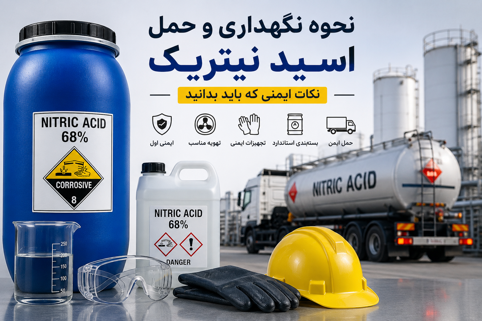 نحوه نگهداری و حمل اسید نیتریک