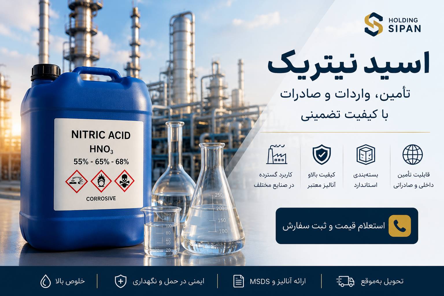 خرید و فروش اسید نیتریک صنعتی | قیمت و تأمین Nitric Acid