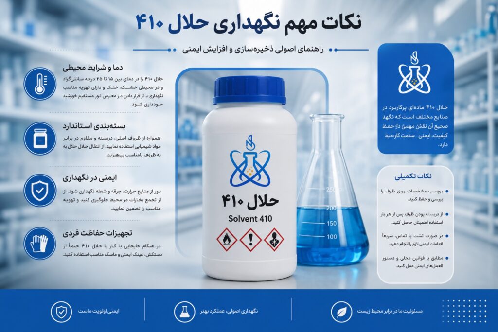 نکات مهم نگهداری حلال ۴۱۰؛ راهنمای اصولی ذخیره‌سازی و افزایش ایمنی