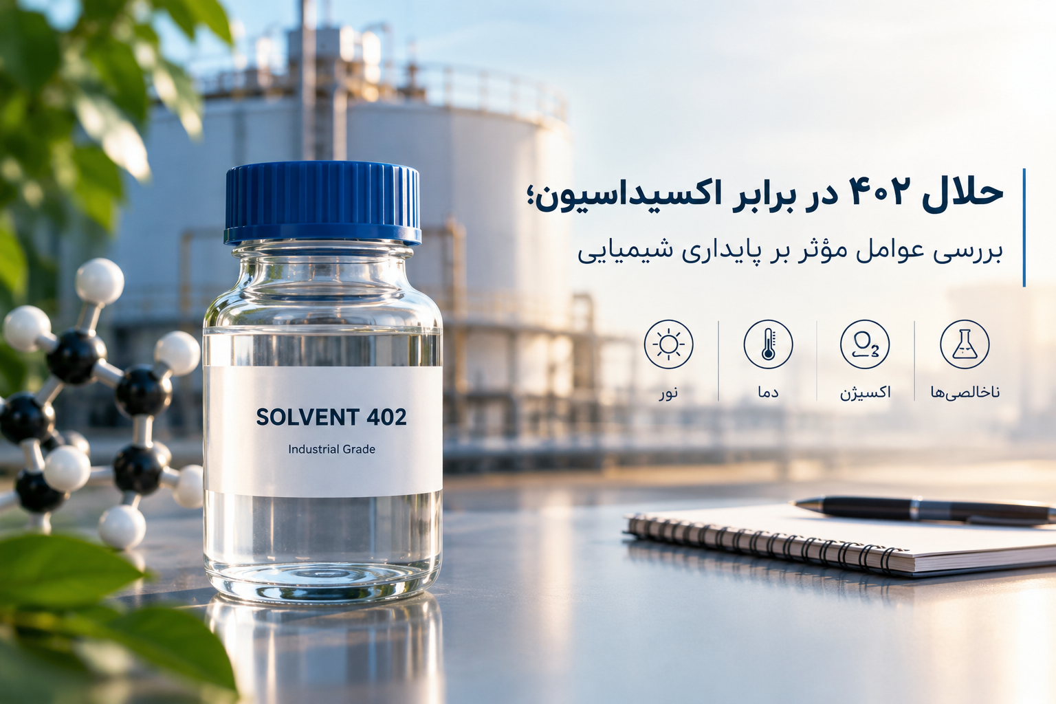 حلال ۴۰۲ در برابر اکسیداسیون؛ بررسی عوامل مؤثر بر پایداری شیمیایی