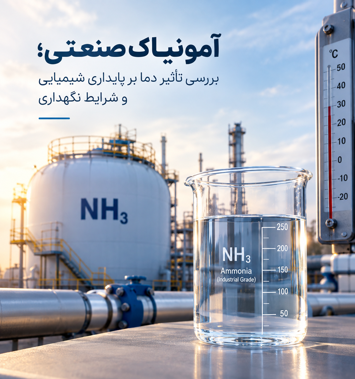 آمونیاک صنعتی؛ بررسی تأثیر دما بر پایداری شیمیایی و شرایط نگهداری