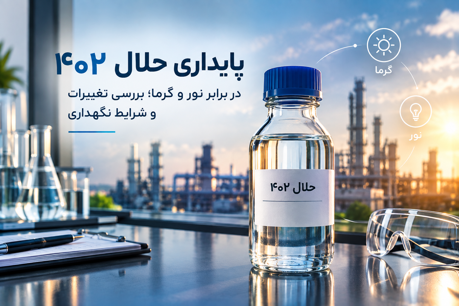 پایداری حلال ۴۰۲ در برابر نور و گرما؛ بررسی تغییرات و شرایط نگهداری